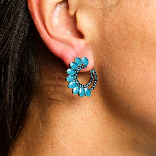 (image for) Teal Green - Vintage Glass - Loop - Earrings