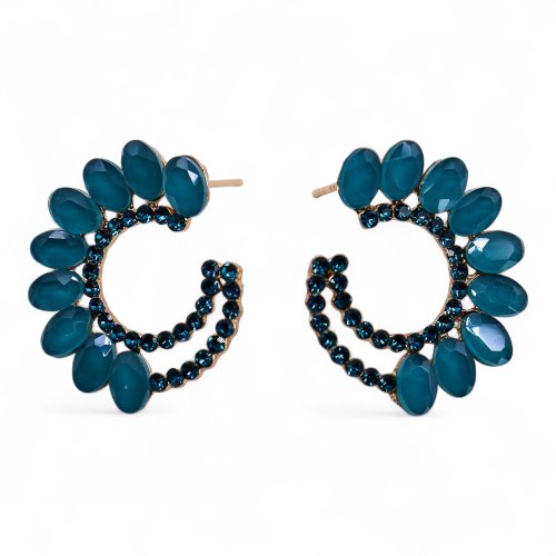 (image for) Teal Green - Vintage Glass - Loop - Earrings