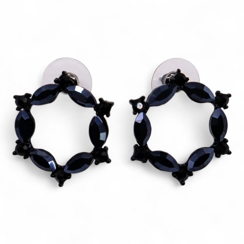 (image for) Jet Black - Vintage Glass - Loop - Earrings