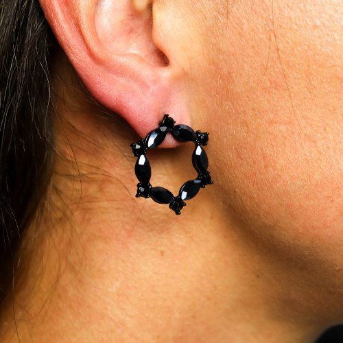 (image for) Jet Black - Vintage Glass - Loop - Earrings