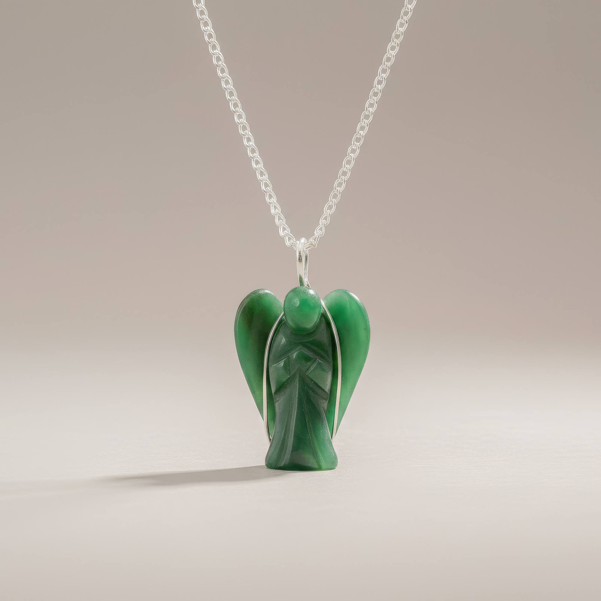Gemstone Guardian Angel Pendant - Green Aventurine