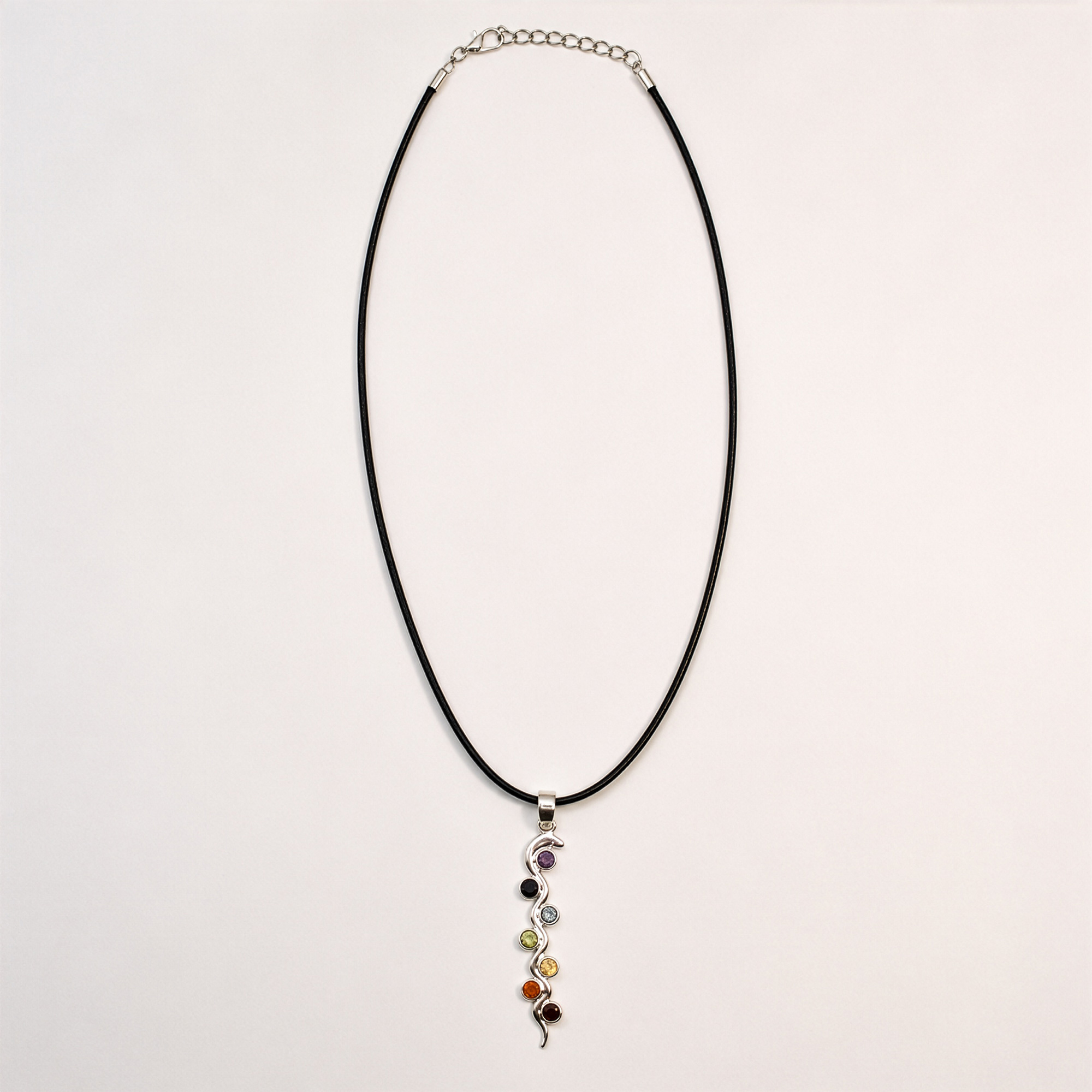 Indian Devotional Pendant - Silver Plated (45cm Cord)- Snake Chakra