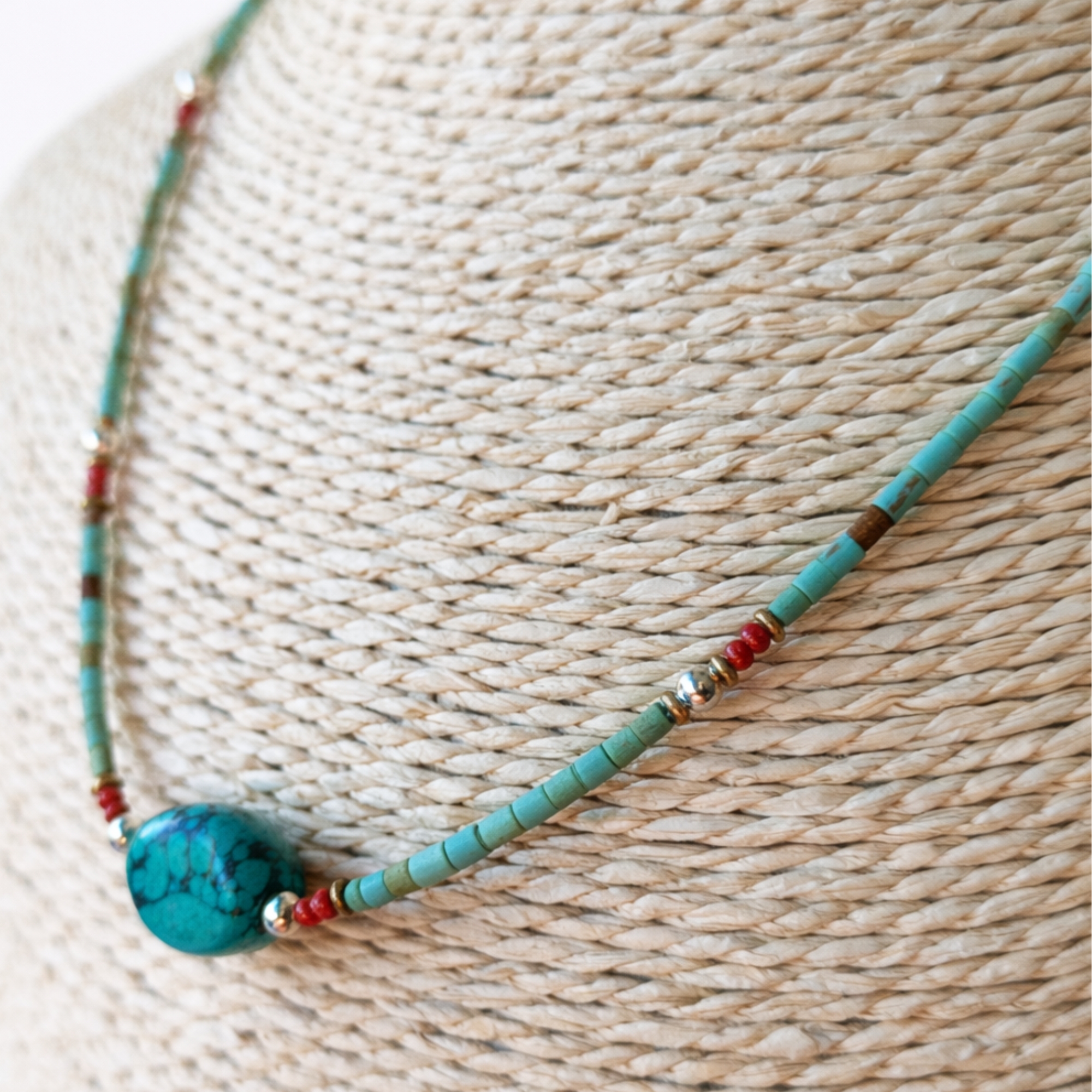 Nepalese Extra Fine Gem Necklace - Turquoise Stone & Beads