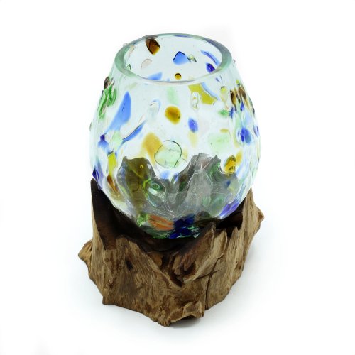 (image for) Molten Coloured Glass on Wood - Medium Bowl