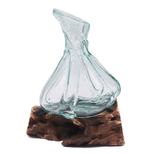 (image for) Molten Glass Fancy Mini Decanter on Wood 24cm
