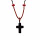 (image for) Cord Necklace Gemstone Pendant - Black Agate Cross