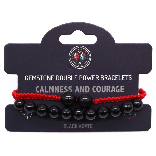 (image for) Gemstone Double Power Bracelets- Black Agate