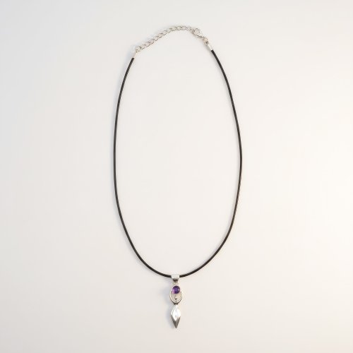 (image for) Indian Devotional Pendant - Silver Plated (45cm Cord)- Goddess Amethyst