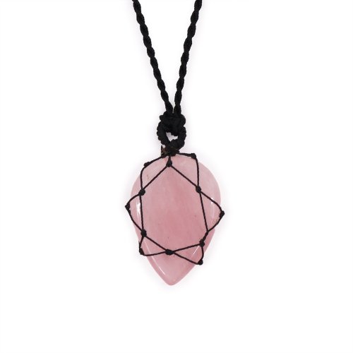 (image for) Laced Gemstone Teardrop Pendant - Rose Quartz