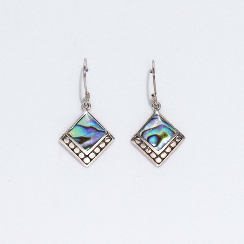 (image for) Shell & Silver Earrings - Square Dots- Abalone