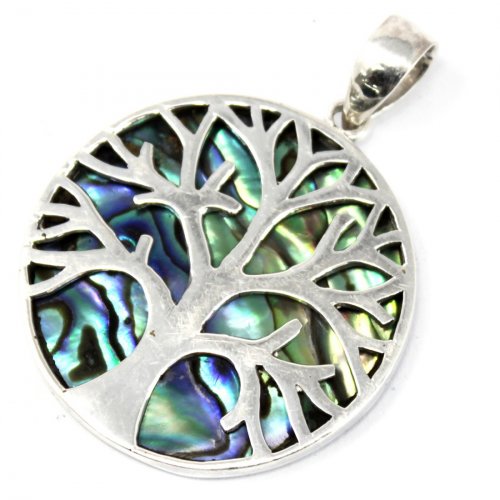 (image for) Tree of Life Silver Pendant 30mm - Abalone