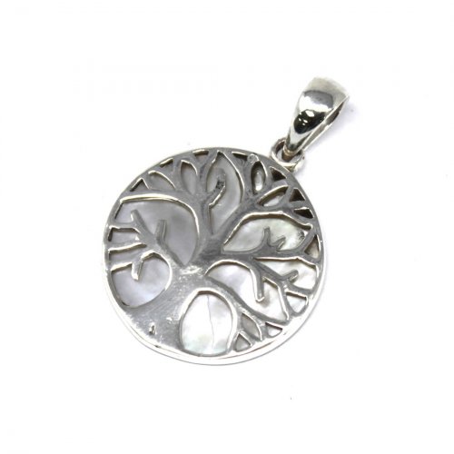 (image for) Tree of Life Silver Pendant 22mm - Mother of Pearl