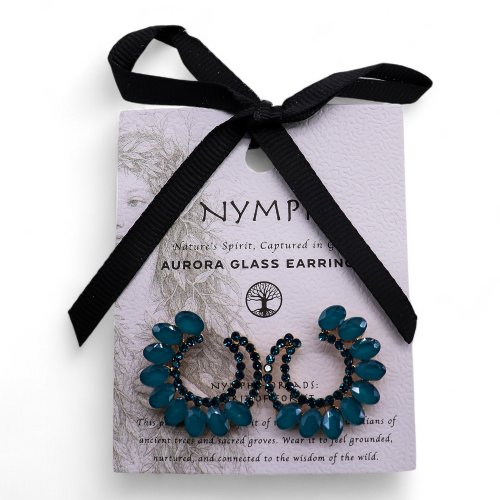 (image for) Teal Green - Vintage Glass - Loop - Earrings